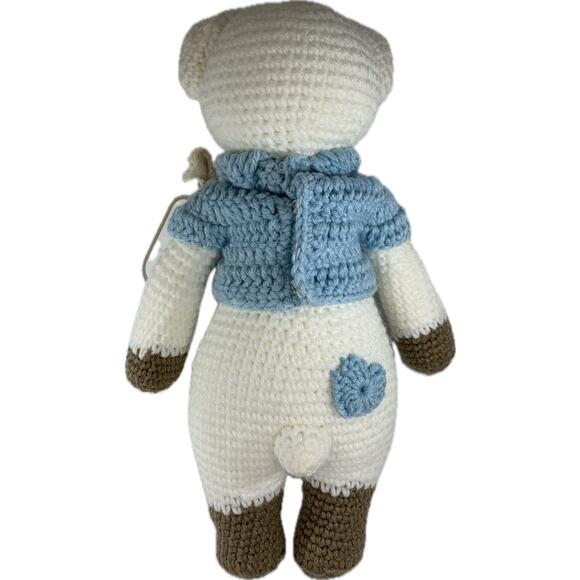 Polar Bear Hallmark Knit Handmade 12" Boy White with Blue Sweater in Gift Box - Picture 2 of 8